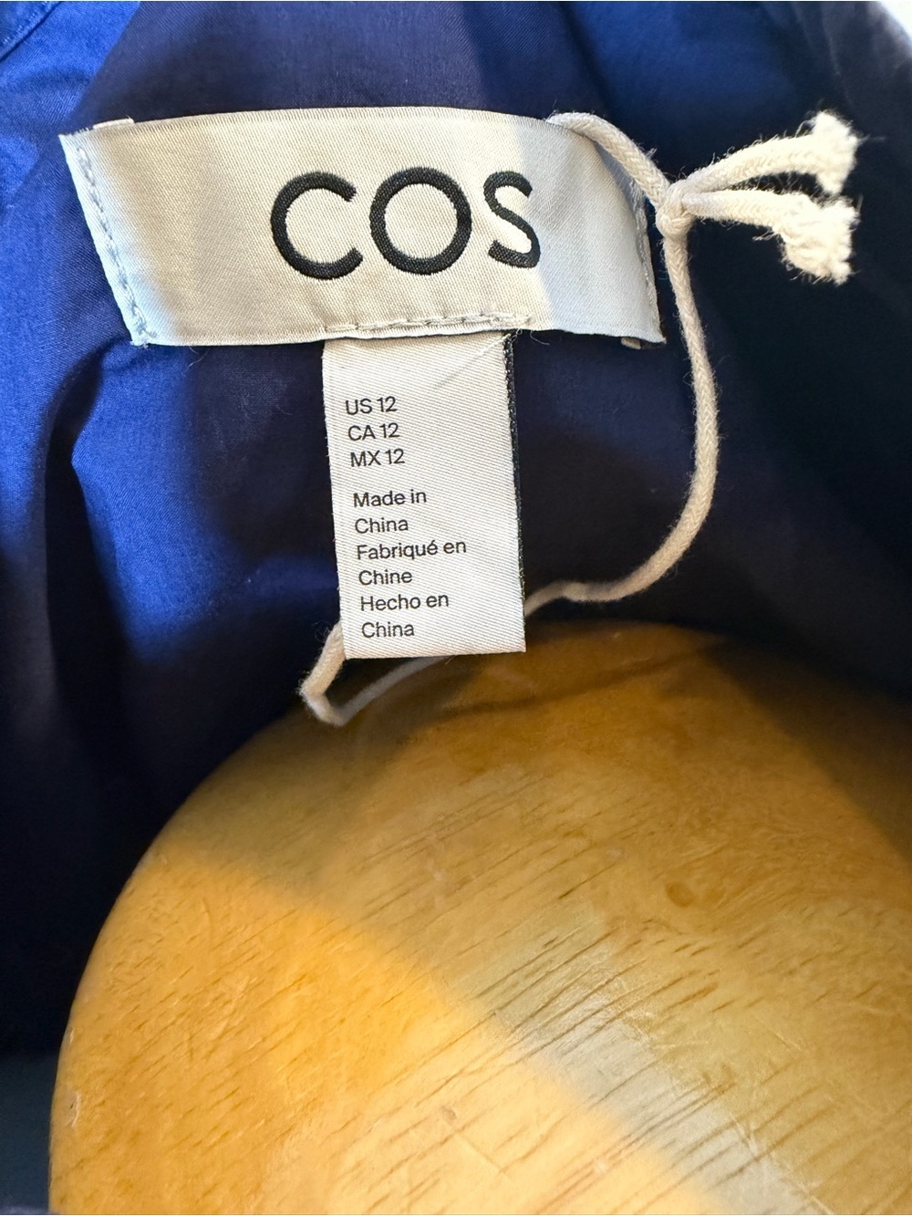 COS Navy Gathered Cotton Blouse | Size 12 | Minimalist Oversized Top - Picture 3 of 3